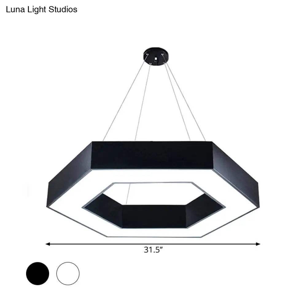 Modernacrylic Hexagonal Hanging Pendant In Black/White For Office Lighting