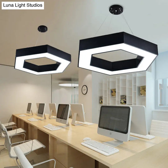 Modernacrylic Hexagonal Hanging Pendant In Black/White For Office Black / 16 Lighting