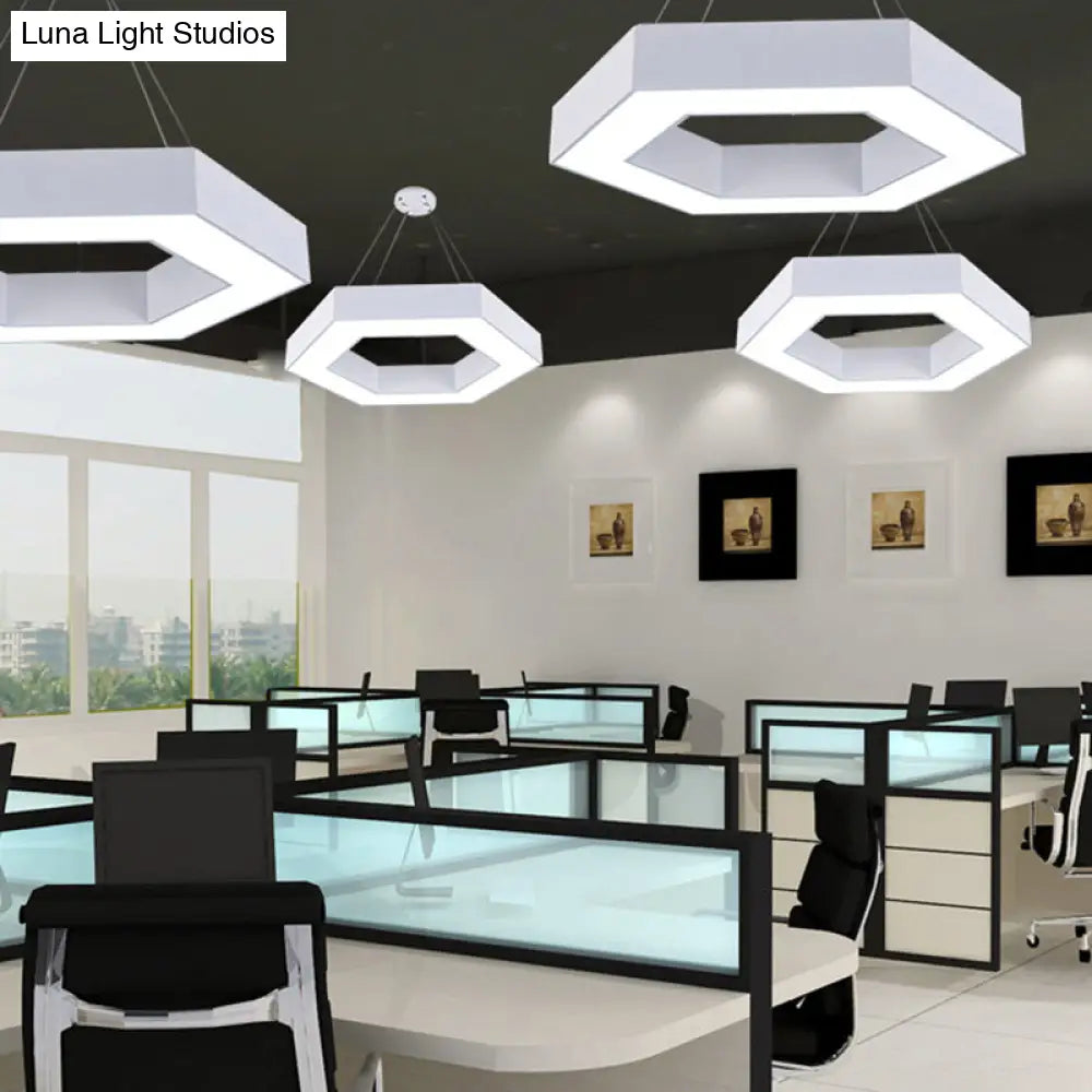 Modernacrylic Hexagonal Hanging Pendant In Black/White For Office White / 16 Lighting