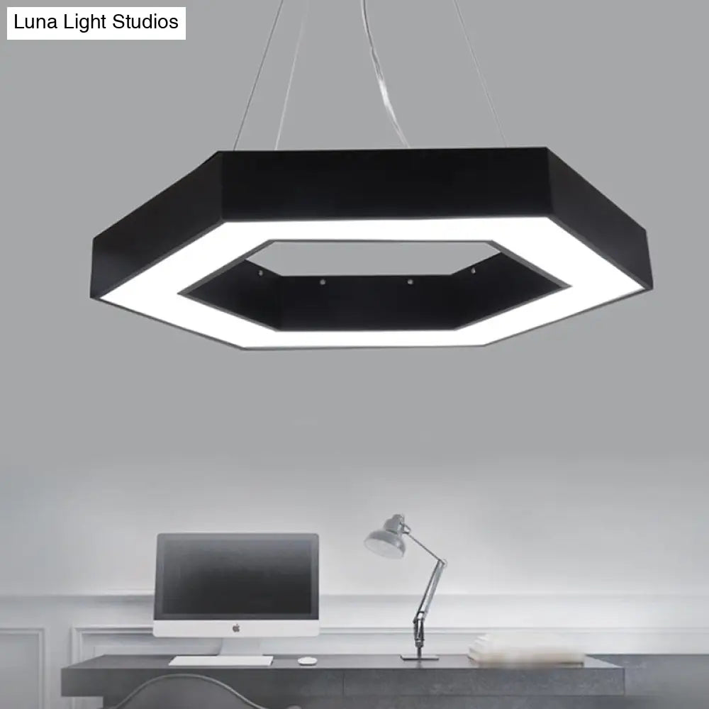 Modernacrylic Hexagonal Hanging Pendant In Black/White For Office Lighting