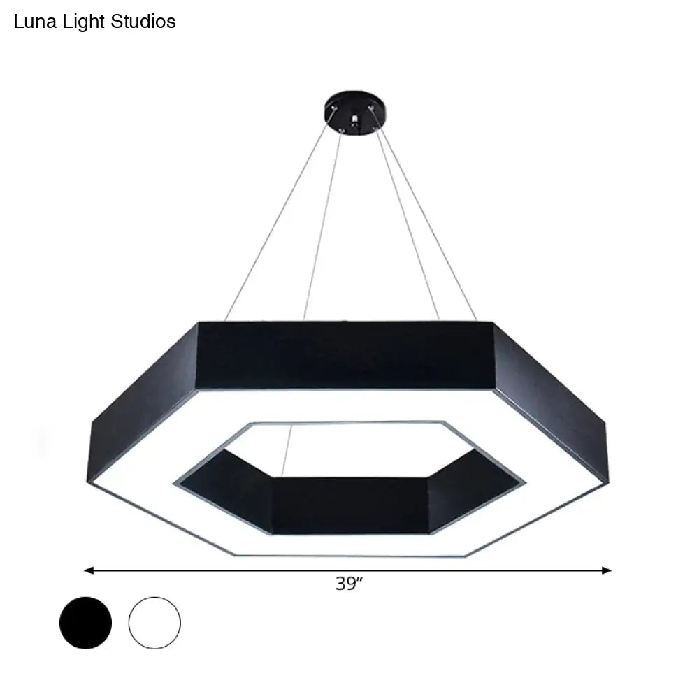 Modernacrylic Hexagonal Hanging Pendant In Black/White For Office Lighting