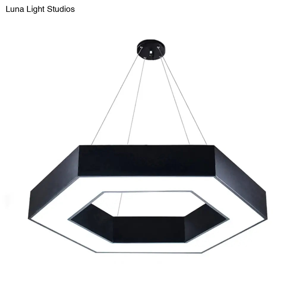 Modernacrylic Hexagonal Hanging Pendant In Black/White For Office Lighting