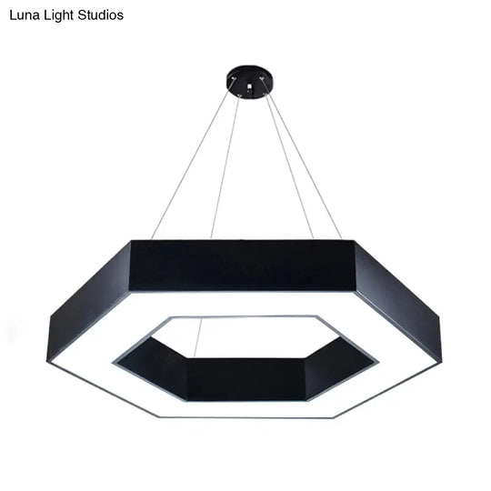 Modernacrylic Hexagonal Hanging Pendant In Black/White For Office Lighting