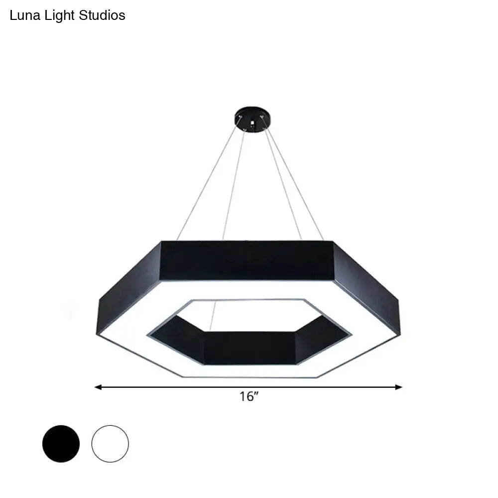 Modernacrylic Hexagonal Hanging Pendant In Black/White For Office Lighting