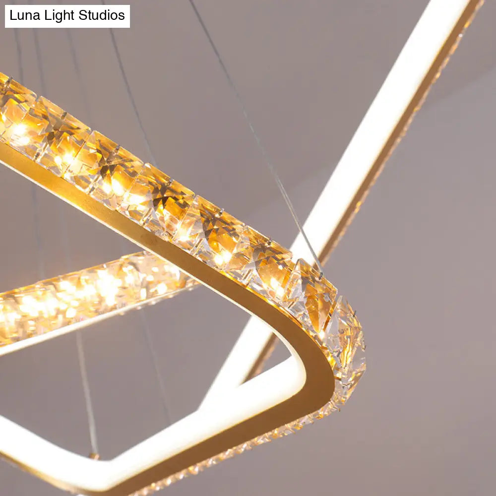 3-Tier Modernism Chandelier Light With Led Clear Crystal Gold Finish - Restaurant Pendant Lighting