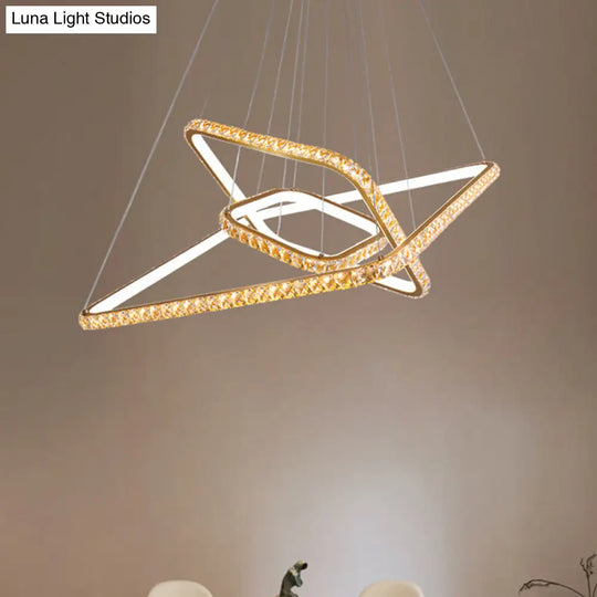 3-Tier Modernism Chandelier Light With Led Clear Crystal Gold Finish - Restaurant Pendant Lighting