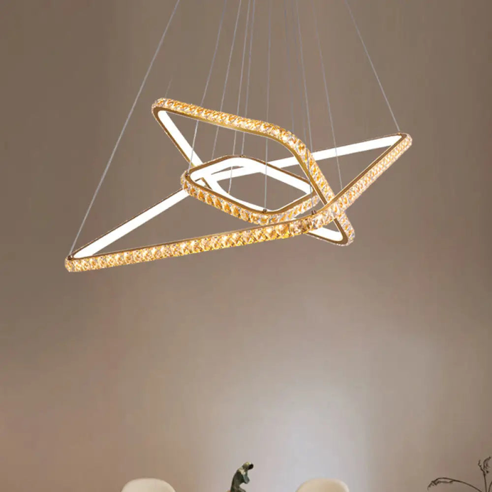 Modernism 3-Tier Gold Chandelier With Clear Crystal Led Pendant - Restaurant Lighting In 3 Colors /