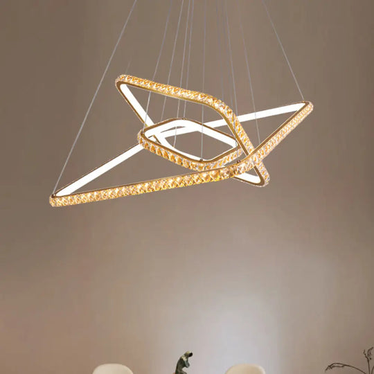 Modernism 3-Tier Gold Chandelier With Clear Crystal Led Pendant - Restaurant Lighting In 3 Colors /