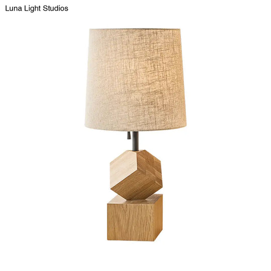 Modernism Fabric Reading Lamp - Flaxen Barrel Task Light For Living Room