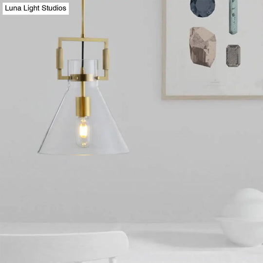 Modernism Globe/Cylinder/Triangle Hanging Light Clear Glass 1 Head Ceiling Suspension Lamp For