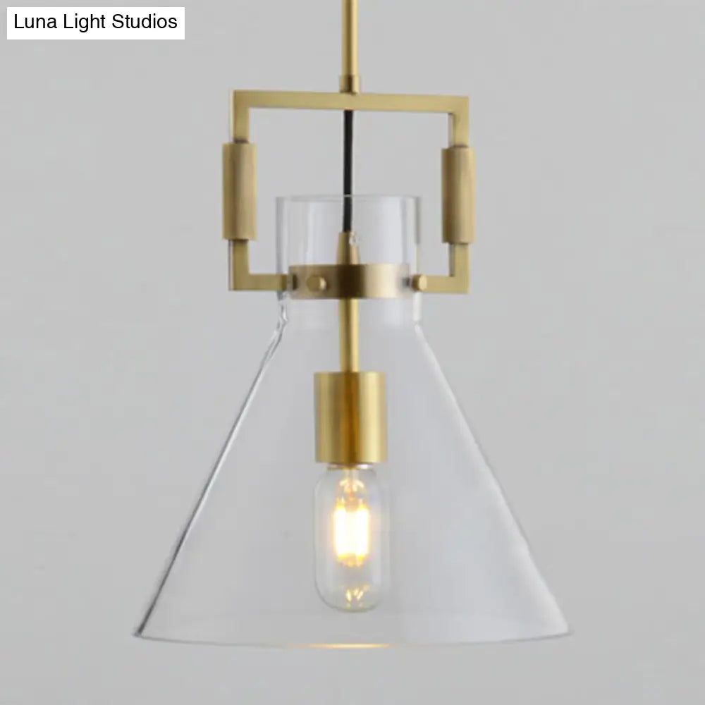 Modernism Globe/Cylinder/Triangle Hanging Light Clear Glass 1 Head Ceiling Suspension Lamp For