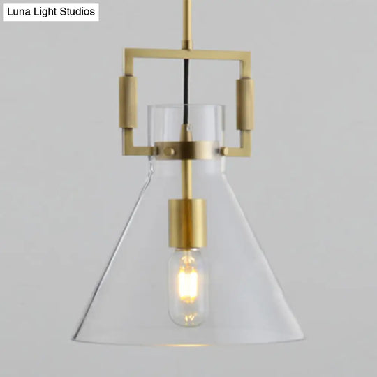 Modernism Globe/Cylinder/Triangle Hanging Light Clear Glass 1 Head Ceiling Suspension Lamp For