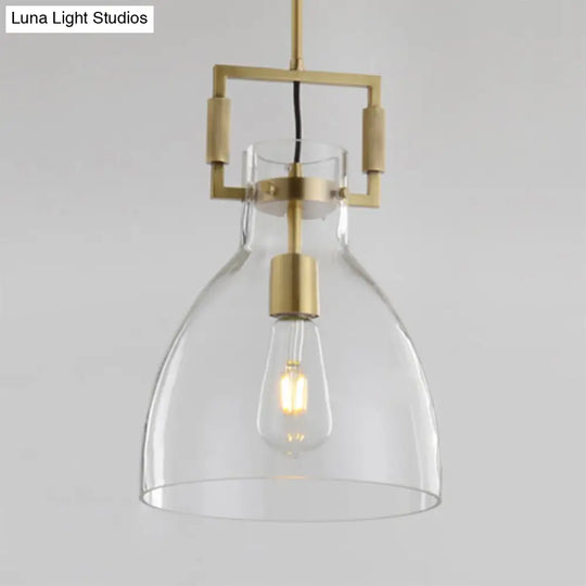 Modernism Globe/Cylinder/Triangle Hanging Light Clear Glass 1 Head Ceiling Suspension Lamp For