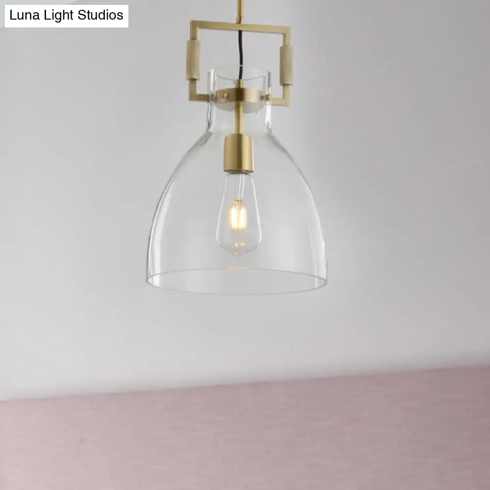 Modernism Globe/Cylinder/Triangle Hanging Light Clear Glass 1 Head Ceiling Suspension Lamp For