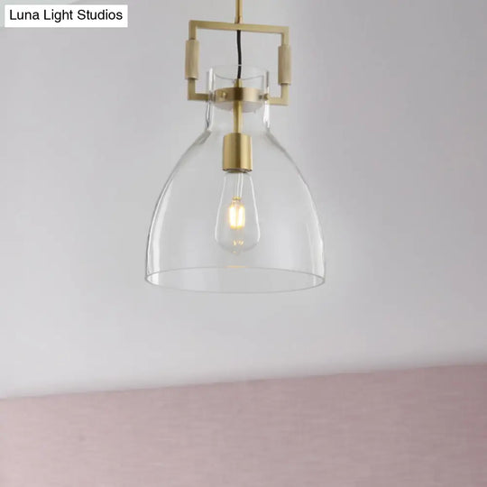 Modernism Globe/Cylinder/Triangle Hanging Light Clear Glass 1 Head Ceiling Suspension Lamp For