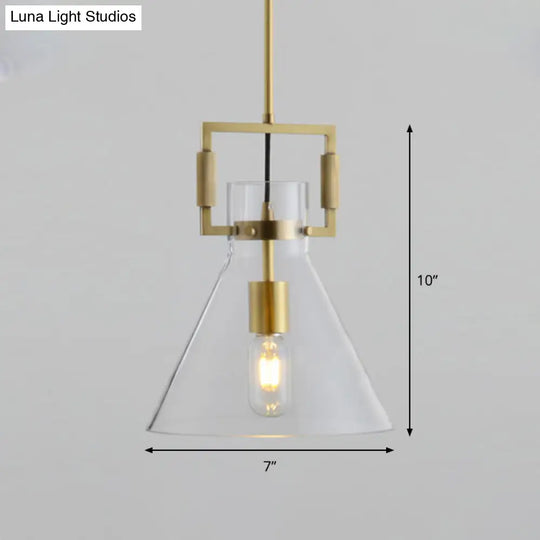 Modernism Globe/Cylinder/Triangle Hanging Light Clear Glass 1 Head Ceiling Suspension Lamp For