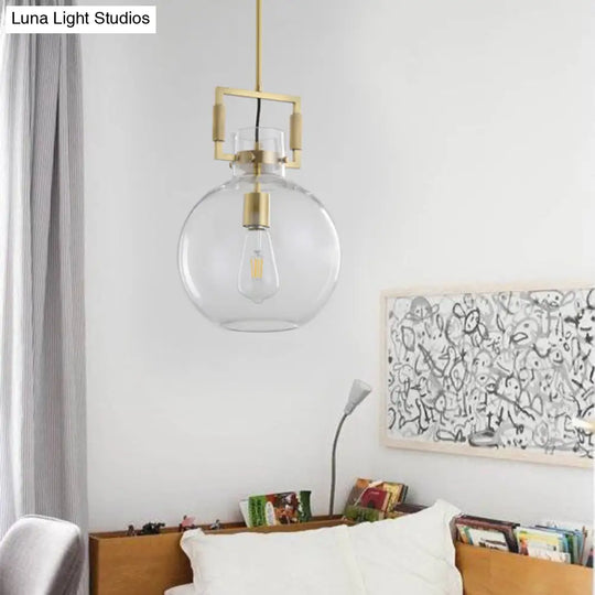 Modernism Globe/Cylinder/Triangle Hanging Light Clear Glass 1 Head Ceiling Suspension Lamp For