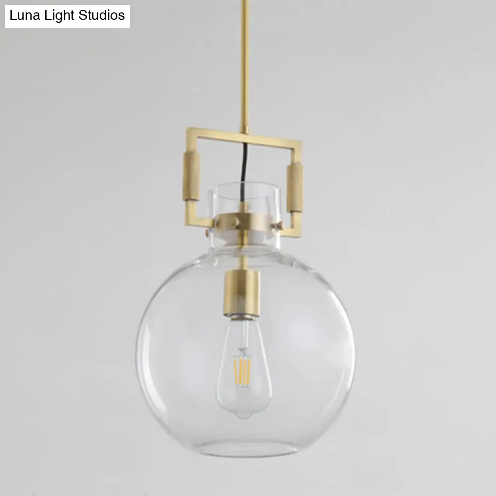 Modernism Globe/Cylinder/Triangle Hanging Light Clear Glass 1 Head Ceiling Suspension Lamp For