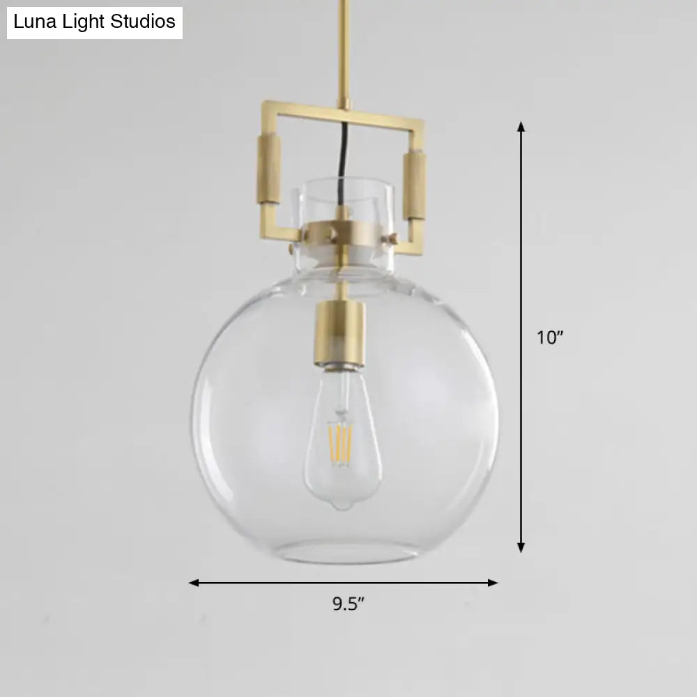 Modernism Globe/Cylinder/Triangle Hanging Light Clear Glass 1 Head Ceiling Suspension Lamp For