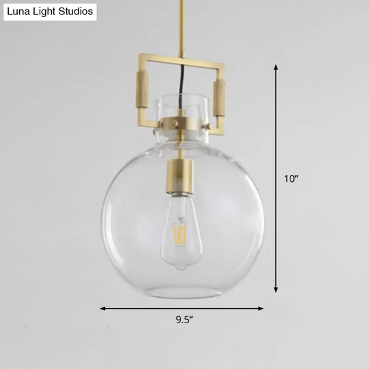 Modernism Globe/Cylinder/Triangle Hanging Light Clear Glass 1 Head Ceiling Suspension Lamp For