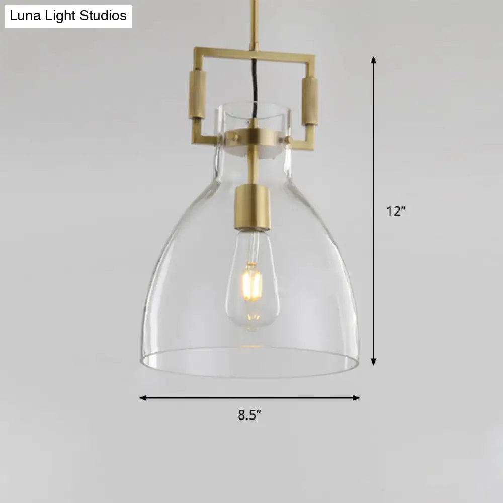 Modernism Globe/Cylinder/Triangle Hanging Light Clear Glass 1 Head Ceiling Suspension Lamp For