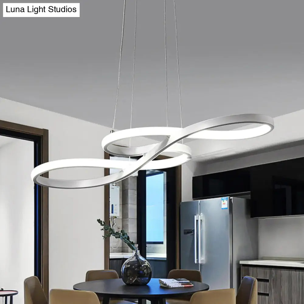 Modern Led Ceiling Pendant With Acrylic Shade: Black/White/Gold Twisted Hanging Lamp -