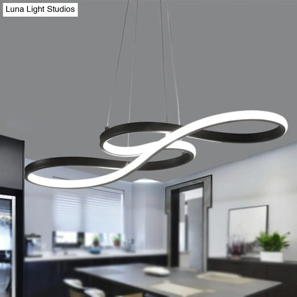 Modern Led Ceiling Pendant With Acrylic Shade: Black/White/Gold Twisted Hanging Lamp -