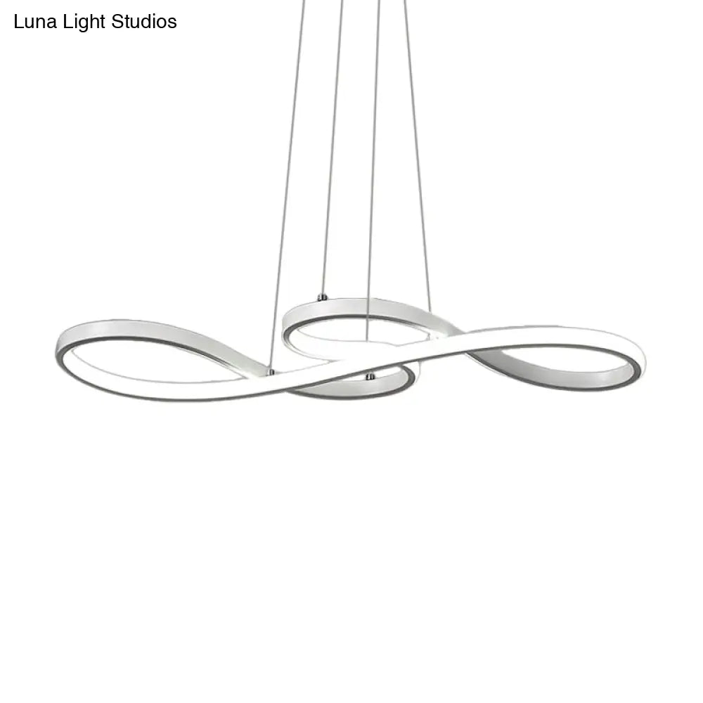 Modernism Led Ceiling Pendant With Acrylic Shade - Black/White/Gold Twisted Hanging Lamp In