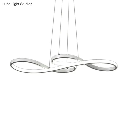 Modernism Led Ceiling Pendant With Acrylic Shade - Black/White/Gold Twisted Hanging Lamp In