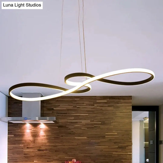 Modern Led Ceiling Pendant With Acrylic Shade: Black/White/Gold Twisted Hanging Lamp -