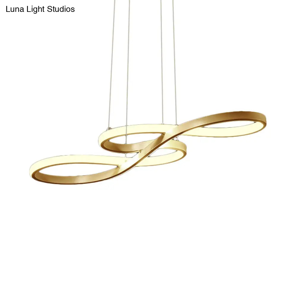 Modern Led Ceiling Pendant With Acrylic Shade: Black/White/Gold Twisted Hanging Lamp -