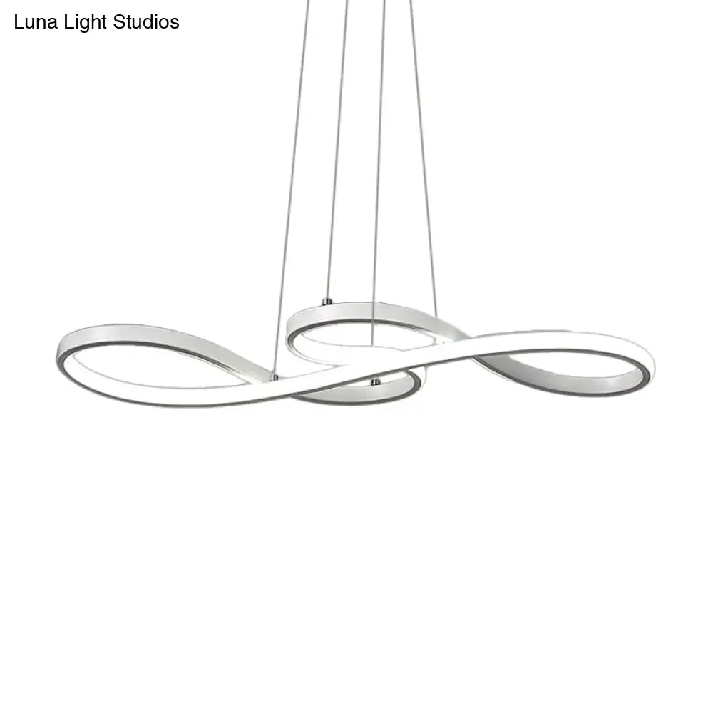 Modern Led Ceiling Pendant With Acrylic Shade: Black/White/Gold Twisted Hanging Lamp -