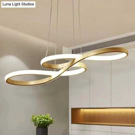 Modern Led Ceiling Pendant With Acrylic Shade: Black/White/Gold Twisted Hanging Lamp -