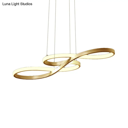 Modernism Led Ceiling Pendant With Acrylic Shade - Black/White/Gold Twisted Hanging Lamp In