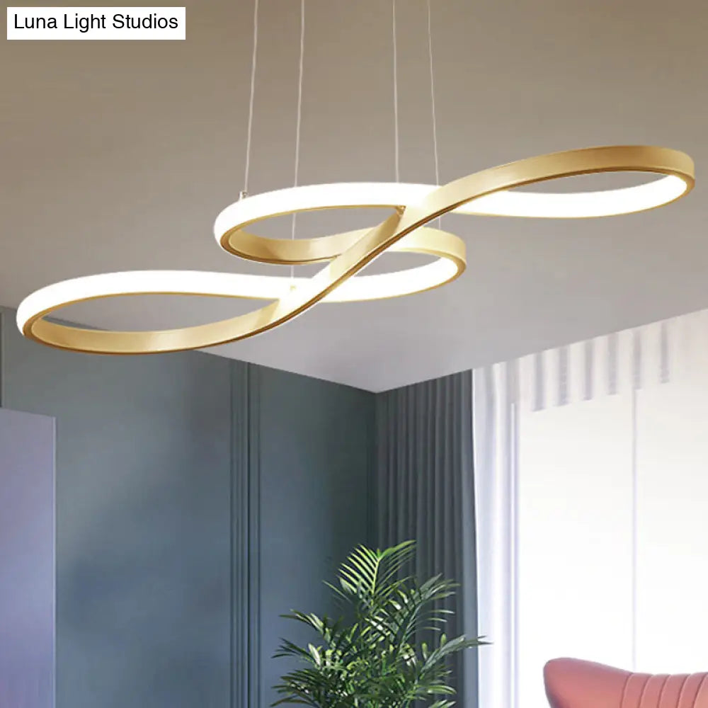 Modern Led Ceiling Pendant With Acrylic Shade: Black/White/Gold Twisted Hanging Lamp -