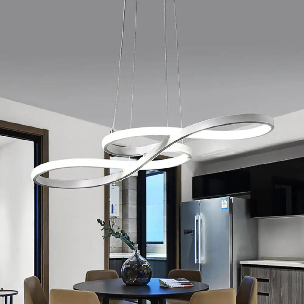 Modernism Led Ceiling Pendant With Acrylic Shade - Black/White/Gold Twisted Hanging Lamp In