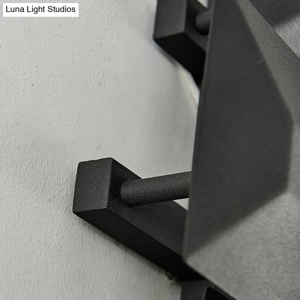 Modernist 1/3-Light Sconce With Metal Shade: Geometric Wall Lamp In Black/White Design For Stairway