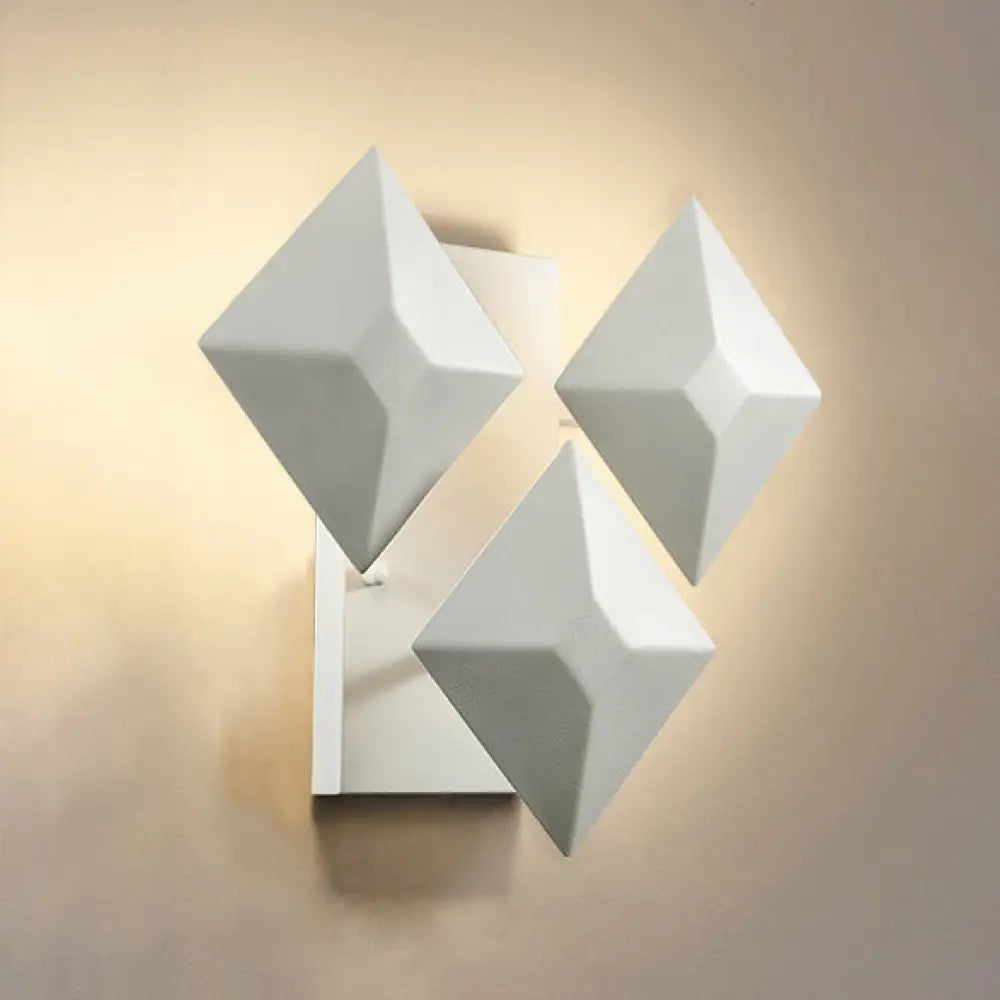 Modernist 1/3-Light Sconce With Metal Shade: Geometric Wall Lamp In Black/White Design For Stairway