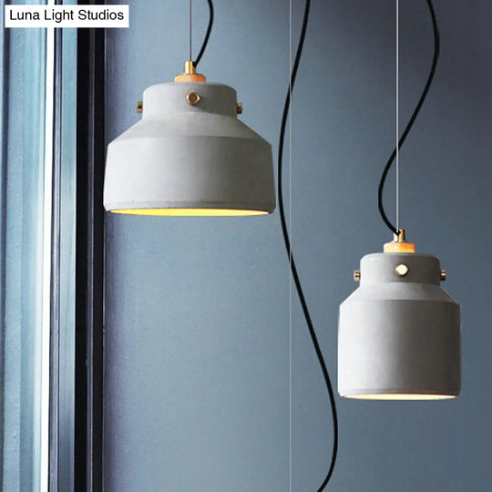 Grey Cement Suspension Lamp - Modernist 1 Light Hanging Ceiling Fixture Multiple Sizes Available