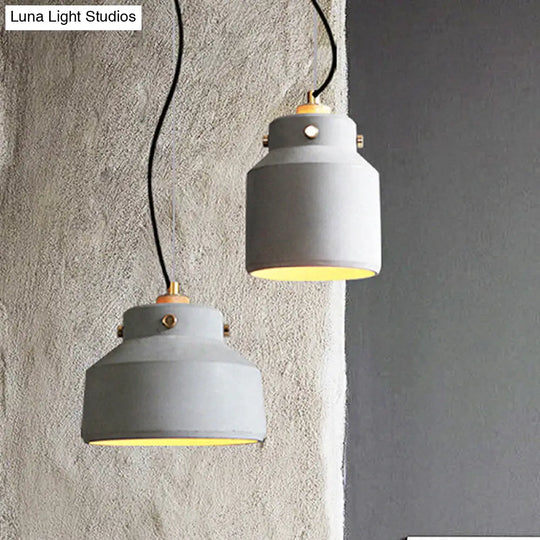 Modernist 1-Light Grey Mason Jar Cement Pendant Lamp - 7’/10’/12.5’ Width