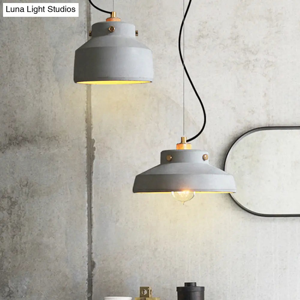 Modernist 1-Light Grey Mason Jar Cement Pendant Lamp - 7’/10’/12.5’ Width