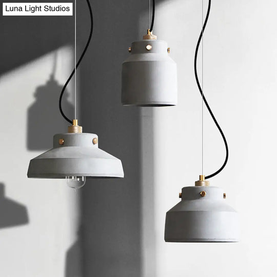 Grey Cement Suspension Lamp - Modernist 1 Light Hanging Ceiling Fixture Multiple Sizes Available