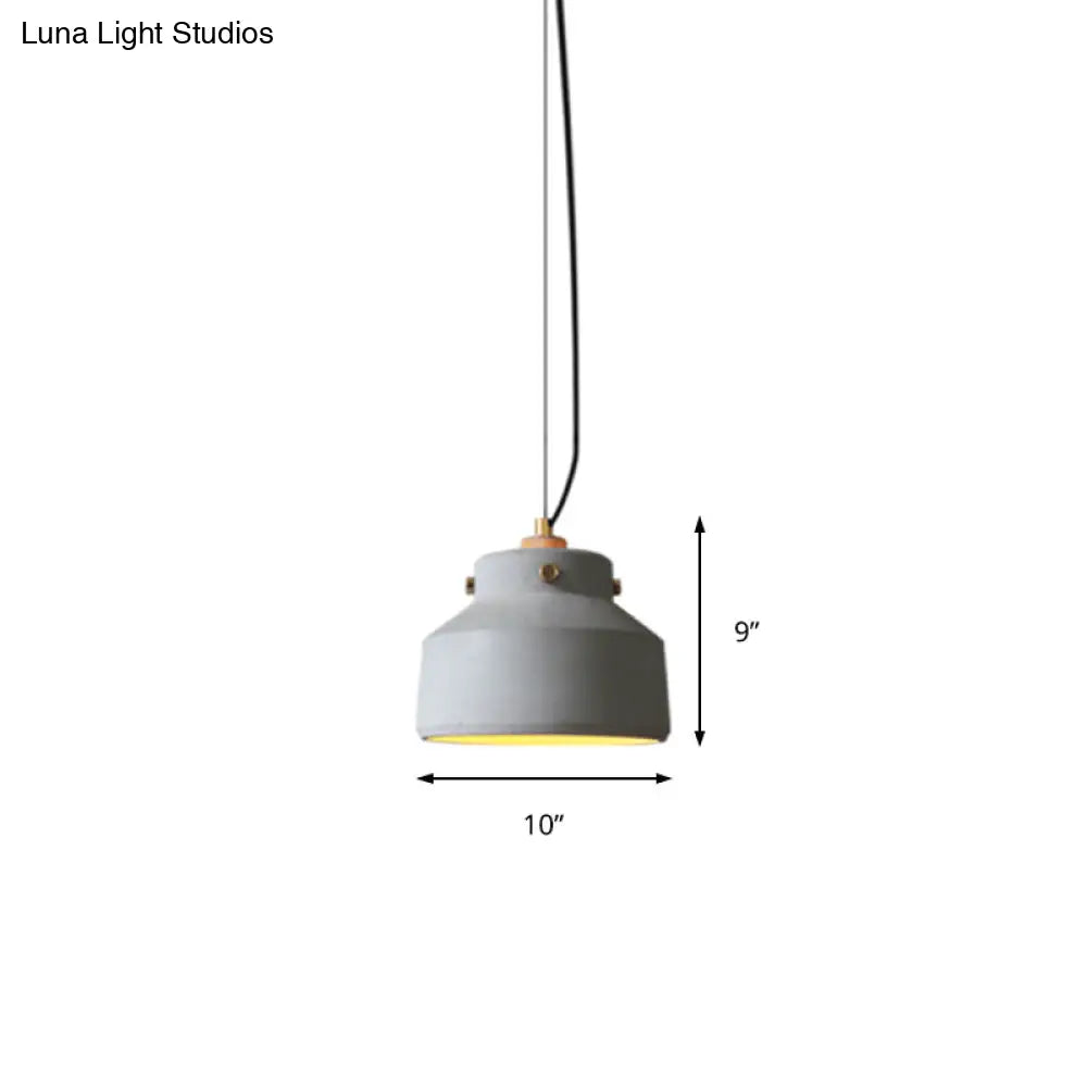 Grey Cement Suspension Lamp - Modernist 1 Light Hanging Ceiling Fixture Multiple Sizes Available