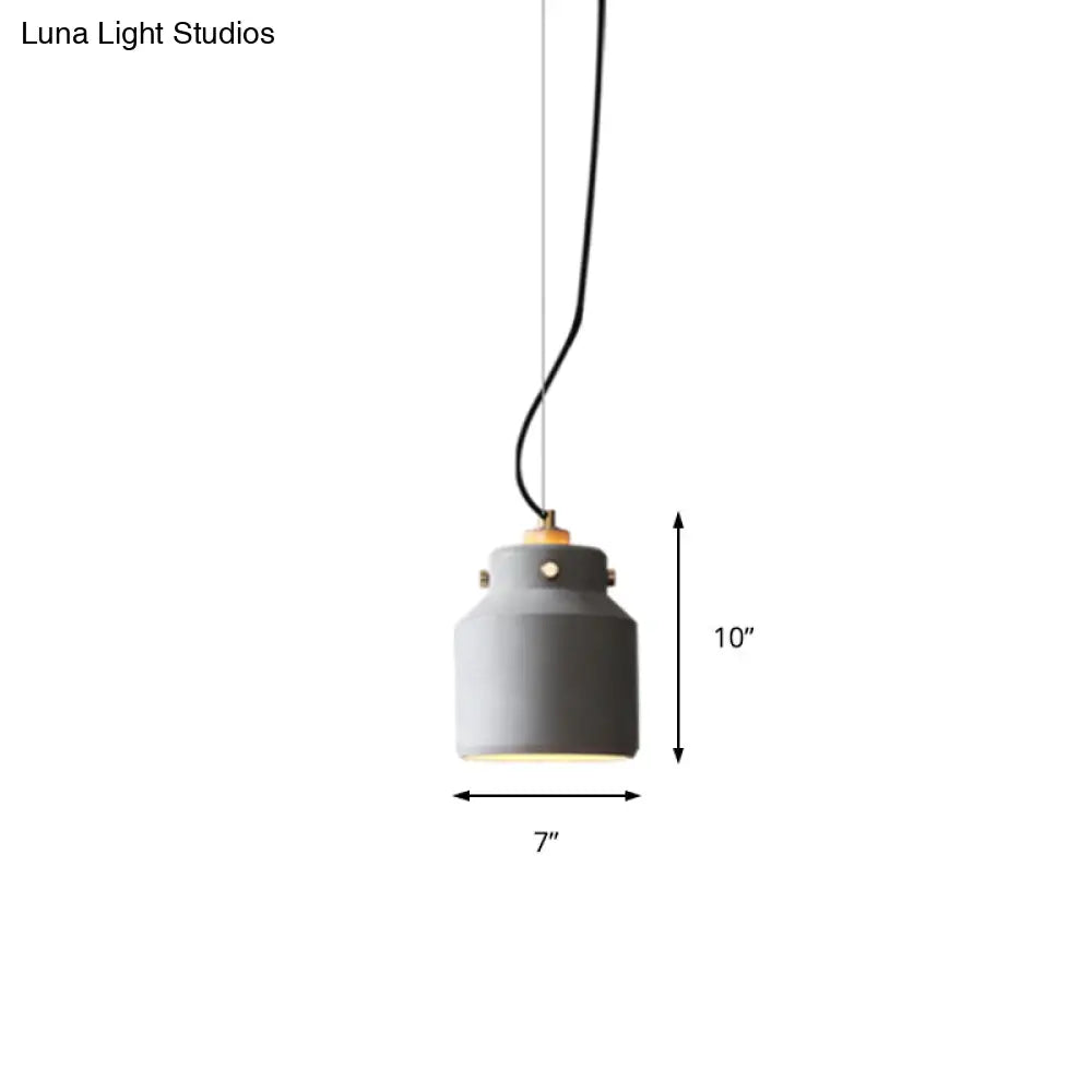 Grey Cement Suspension Lamp - Modernist 1 Light Hanging Ceiling Fixture Multiple Sizes Available