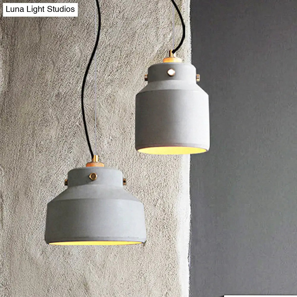 Grey Cement Suspension Lamp - Modernist 1 Light Hanging Ceiling Fixture Multiple Sizes Available