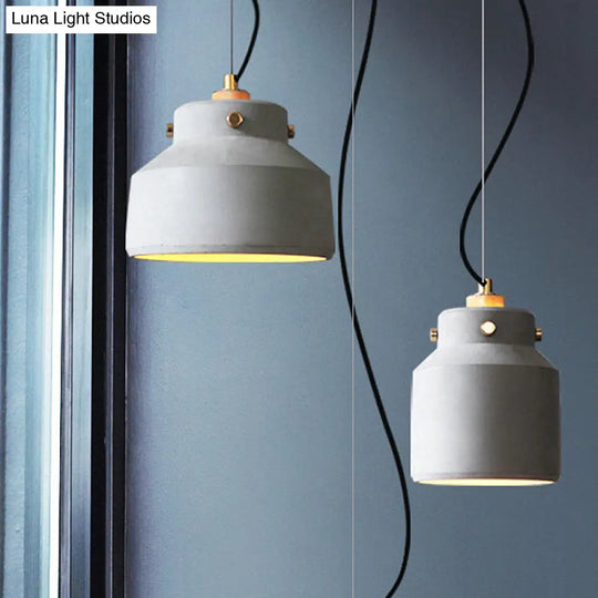 Modernist 1-Light Grey Mason Jar Cement Pendant Lamp - 7’/10’/12.5’ Width