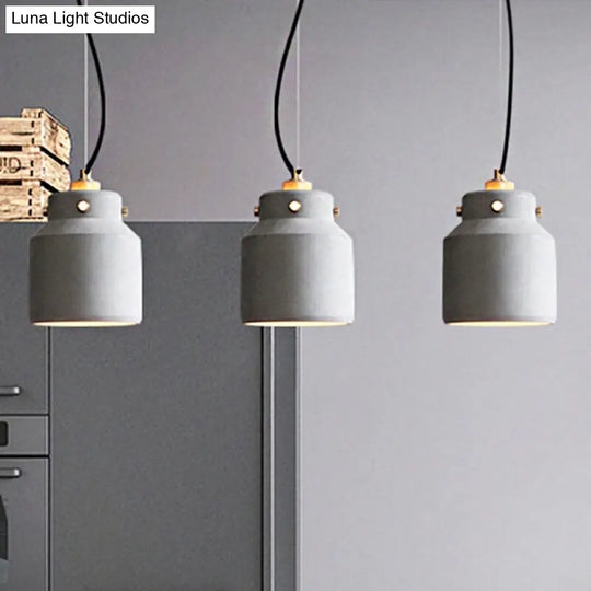 Grey Cement Suspension Lamp - Modernist 1 Light Hanging Ceiling Fixture Multiple Sizes Available