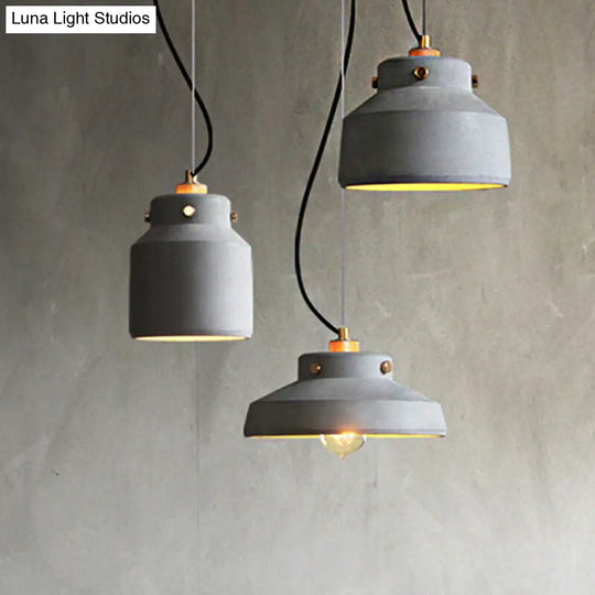 Grey Cement Suspension Lamp - Modernist 1 Light Hanging Ceiling Fixture Multiple Sizes Available