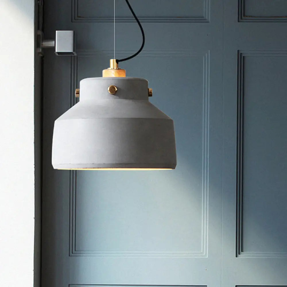 Modernist 1-Light Grey Mason Jar Cement Pendant Lamp - 7’/10’/12.5’ Width / 10’