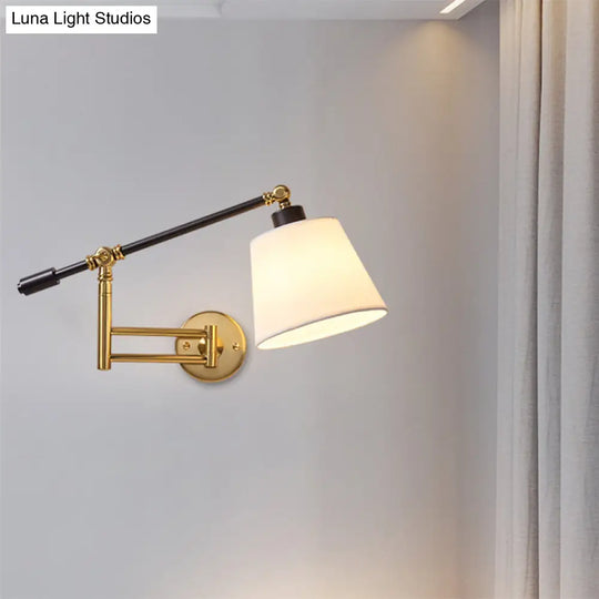 Modernist 1-Light Metallic Wall Light Fixture With Adjustable Shade - Black/White Mount Lamp